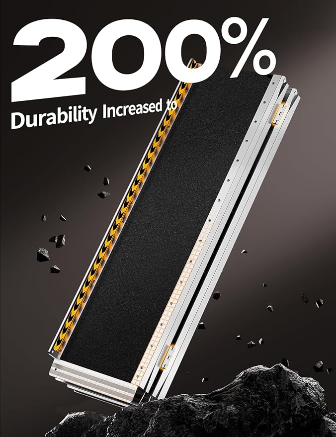 FACHNUO 8 Feet Portable Wheelchair Ramp, Non-Skid Aluminum Handicap Ramps with Handle, Folding Threshold Wheel Chair Ramp for Home Steps, Stairs, Entry, Threshold, Doorways, Scooter, 800LBS Capacity