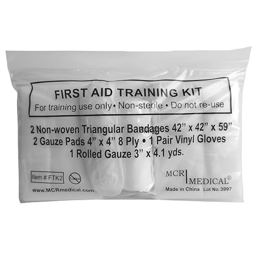 First Aid Training Kit w/Roller Gauze w. Gauze Pads and Triangular Bandages and Gloves 100-Pack MCR Medical