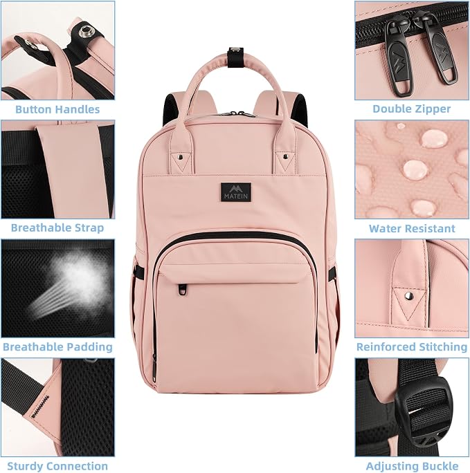 MATEIN Nursing Backpack, Home Health Nurse Bag with Removable Organizer | Womens Medical Backpack fit 15.6 Inch Laptop, Waterproof Clinical Doctor Work Bag for College, Pink Nursing Essentials
