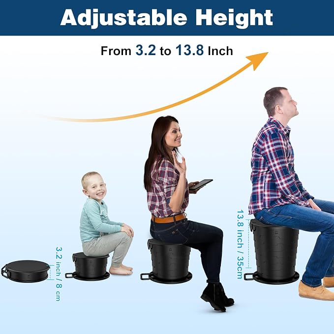 Camping Toilet,Height-adjustable Toilet, Portable Toilet for Camping, Car | Foldable Portable Potty with Toilet Bags and Paper Holder, for Camping, Outdoor, Hiking, Truck, RV, Beach