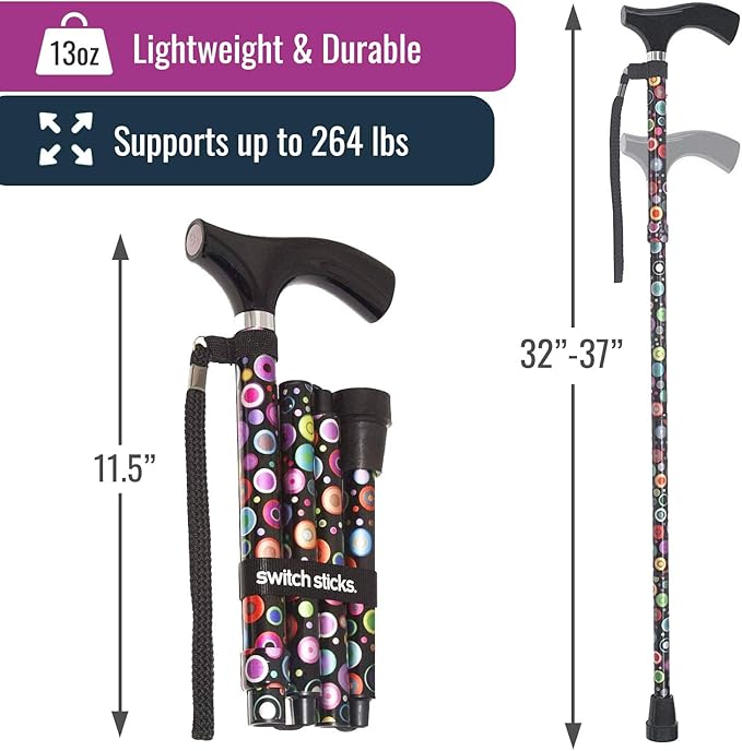 Switch Sticks Walking Cane for Men or Women, Foldable and Adjustable from 32-37 Inches, FSA and HSA Eligible