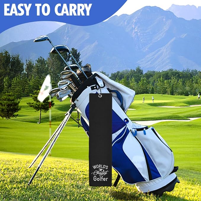 Hafhue World's Okayest Golfer Embroidered Golf Towel, Golfer Accessories for Men Women, Golfs Gifts for Men Women, Retirement Gifts for Dad Grandpa Golfs Lover Fan