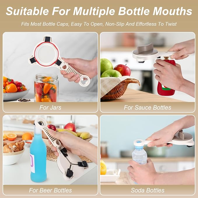 2026 Upgraded 4-in-1 Jar Opener for Seniors Adjustable | Stainless Steel Lid Opener with Handle, Includes Hook & storage bag , Can Opener for Arthritis and Weak Hands