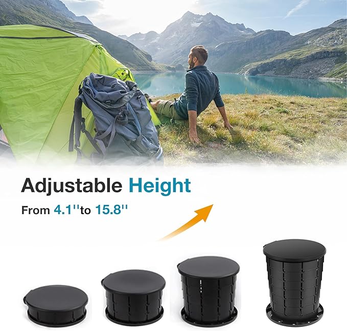 Upgrade Retractable Portable Toilet Travel Toilet Adjustable Height Camping Toilet Portable Potty for Adults Kids, Foldable Portable Toilet for Camping/Car