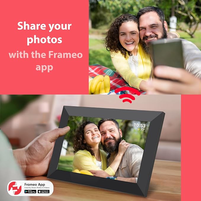 32GB FRAMEO 10.1 Inch Smart WiFi Digital Photo Frame | 1280x800 HD IPS Touchscreen , 32GB Large Storage, Auto Rotate,Share Moments Instantly via Frameo App from Anywhere