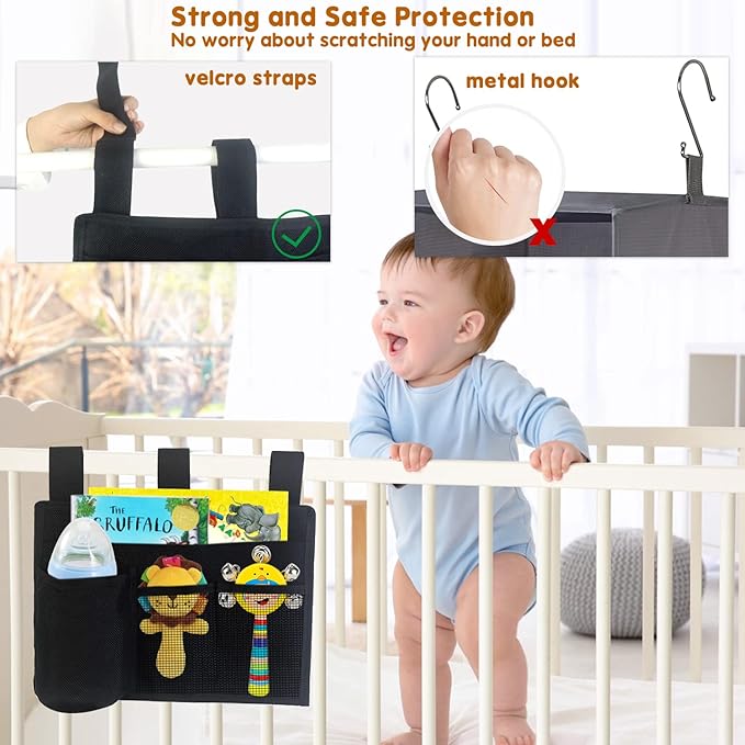 Boczif Bedside Storage Caddy, Bunk Bed Storage Bag, Hanging Bedside Organizer for TV Remote Control, Phones, Tablets, Bedside Pocket for College Dorm Rooms Baby Bed Rails, Hospital, Camp