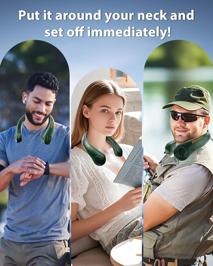 Portable Neck Fan Rechargeable Wearable Personal Fan Blow Cold Air, 5 Speeds, USB Battery, Neck Cooler with Neckbrace, Gift for Men Women, Sports, Gardening, Home, Outdoors, Travel, Camping