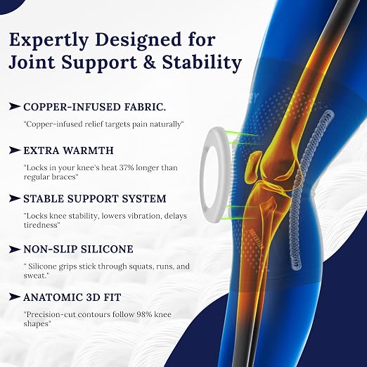 JIUFENTIAN Copper Knee Braces for Arthritis Pain (2 pack)- Professional Knee Suppot with Side Stabilizers - Breathable Compression Sleeves for Pain Relief & Stability (Arthritis, Gym, Work)-X-Large