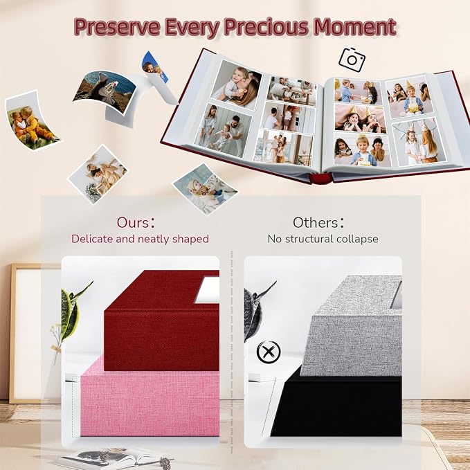 Popotop Photo Album 4x6-600 Photos Photo Books with 600 Horizontal and Vertical Pockets,Linen Cover Albums for Family Wedding Anniversary Baby Vacation Pictures