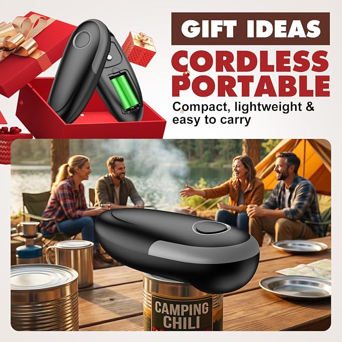 Electric Can Opener, Automatic Can Opener with Smooth Edge, Hands Free, Battery Powered, One-Touch Operation, Electric Can Openers for kitchen, Can Openers for Seniors with Arthritis