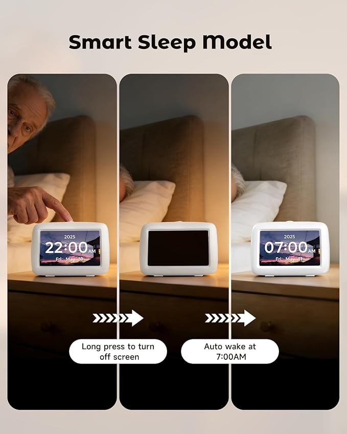 PILSAMAS Talking Clock for Seniors, 8 Medication Pill Reminders Alarms | Big digit, 12 custom event alerts, 5 Alarms & Auto DST, Bedside & desk alarm clock for blind, Visually Impaired, Dementia