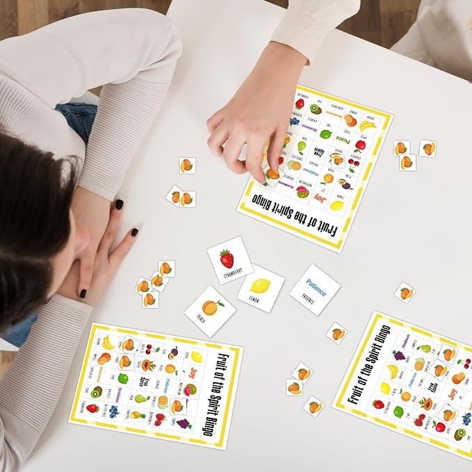 Fruit Bingo Game Cards 24 Players Birthday Bingo Game for Adults Family Vacation, Outdoor Indoor Activities Card Games Gifts for Fruit Food Party Summer Party/05