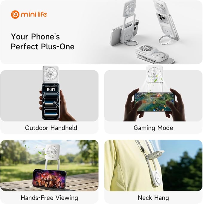 MINI LIFE Multi-Functional Mini Portable Handheld Neck Fan Magnetic Stand | 4-in-1 portable fan works as handheld, neck, desktop fan and magnetic stand for hands-free cooling anywhere
