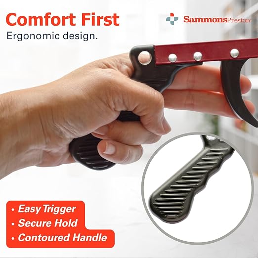 Sammons Preston Reacher, 26" Lightweight Grabber Reacher Tool with Magnetic Tip, Ergonomic Grip & Claw Jaw, Portable Reaching Aid for Seniors, Daily Living & Home Use, Standard Red,3 pack
