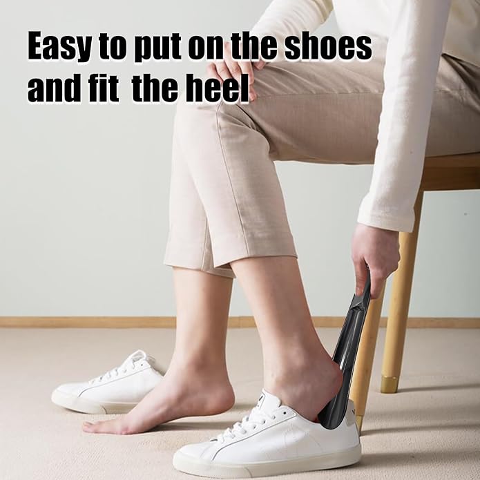 2 Pcs Plastic Shoe Horns 9.8 Inch Portable Long Handle Shoe Spoons