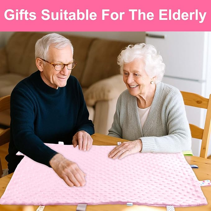 Fidget Blanket for Adults with Dementia, Sensory Blanket Mat for Alzheimers Patients, Dementia Activites for Senior, Gift for Dementia Patients,Sensory Toys for Autism (Pink)