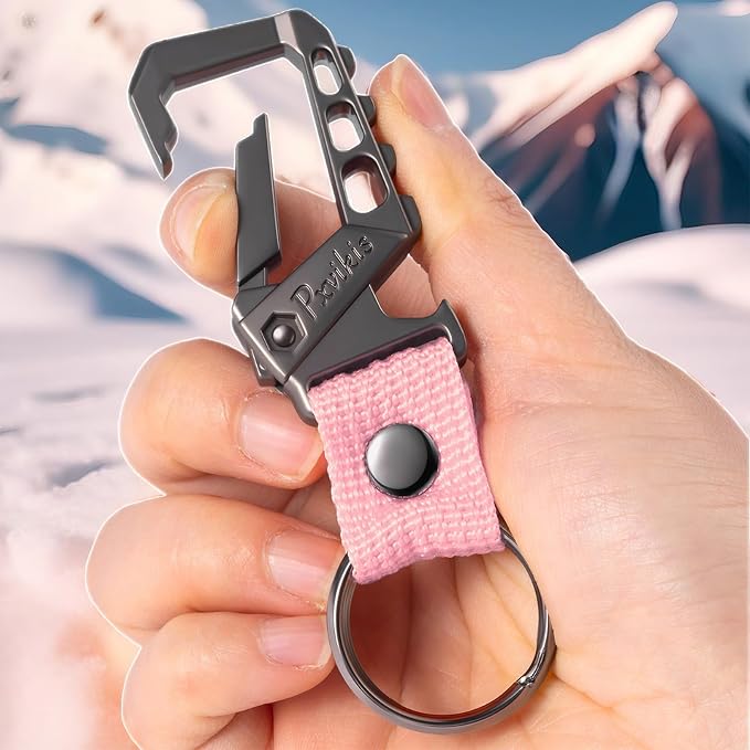 Metal heavy duty key chain carabiner clip bottle opener wrist lanyard ring car key fob unisex for men and women