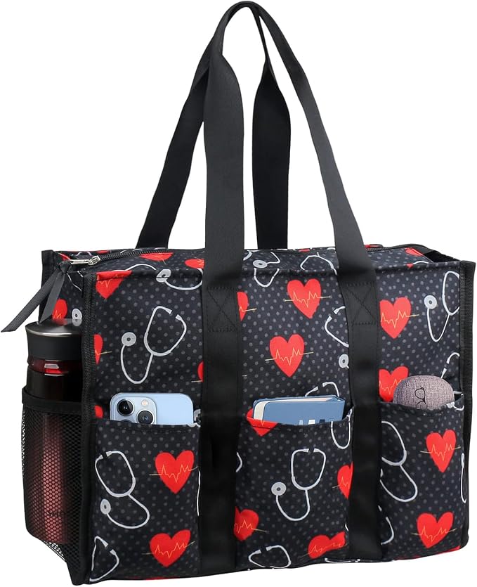 ABAMERICA Nurse Bags for Work Nursing Bag Multiple Pockets Waterproof Organizing Zip Top Clinical Bag for Nursing Students