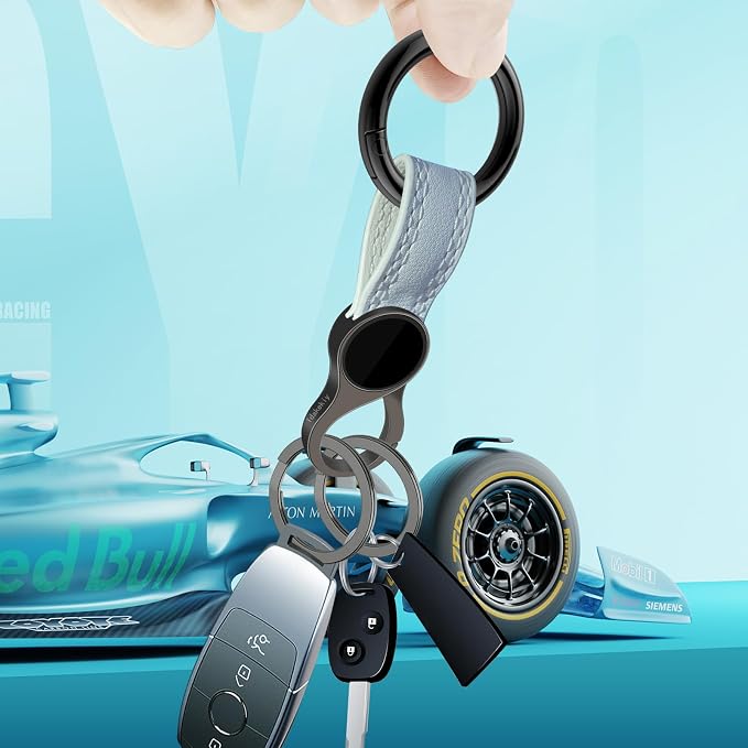 Idakekiy Key Chain with 4 Key Rings and Quick Release Carabiner Clip Leather Car Keychain for Men and Women