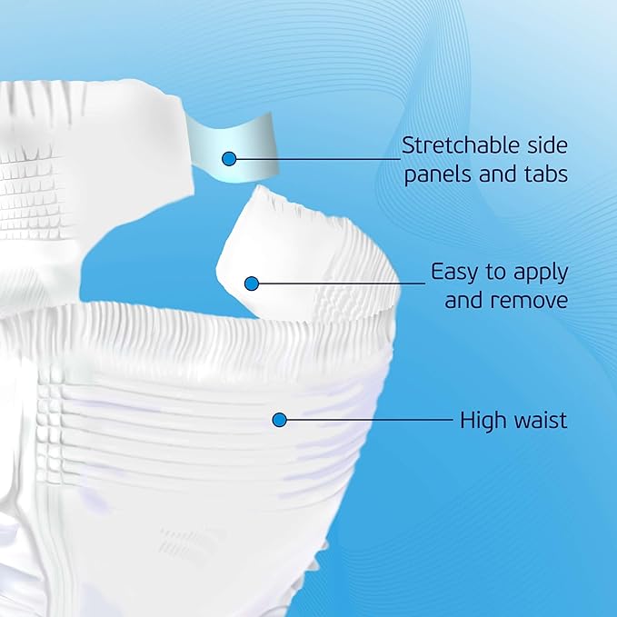 2XL Adult Diapers for Women and Men - Case of 48 Bariatric Disposable Briefs with Tabs and Stretchable Side Panels - Breathable with Max Absorbency