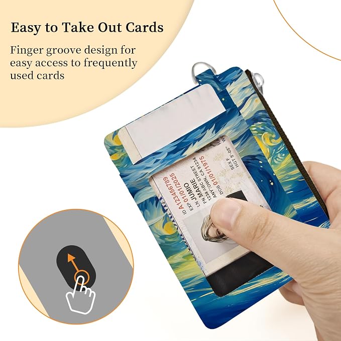 Hancynir Sunflower Small Wallet Women Credit Card Holder, Slim RFID Cute | Zipper Keychain Wallet, Travel Coin Front Pocket, Ladies Women Gifts, Thin Minimalist Card Case, 6 Card Slots, PU Leather