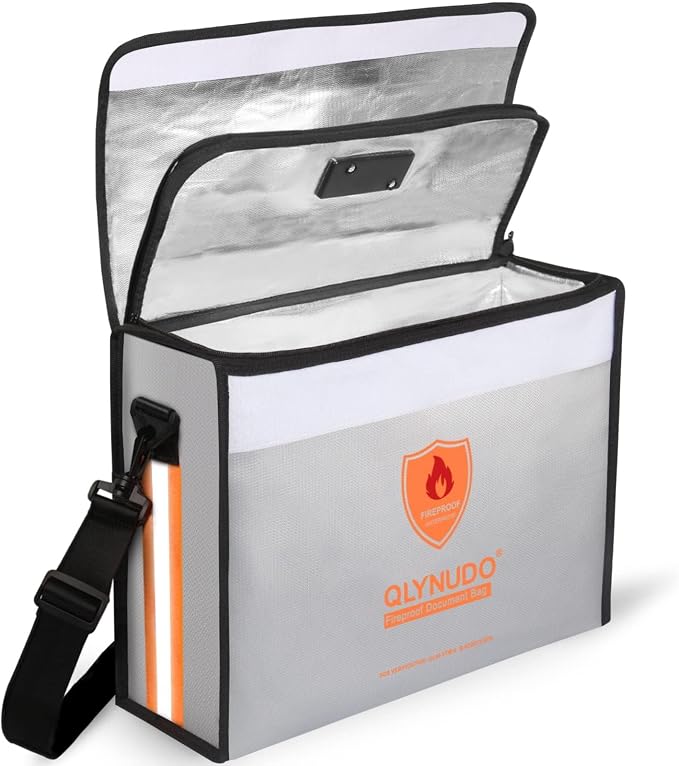 Fireproof Document Organizer, Safe Box for Legal Size Files & Laptops | Fits 3-Ring Binders | TSA Lock | Rigid Bottom | 2550°F Flammability Certified | Notary Safe