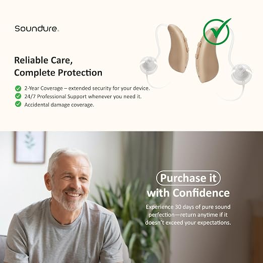 Rechargeable Hearing Aids for seniors with Intelligent Noise Reduction - Over ear hearing aid for women & men - OTC Hearing Aids for severe hearing loss with Fast charging case - Hearing Amplifiers for Seniors