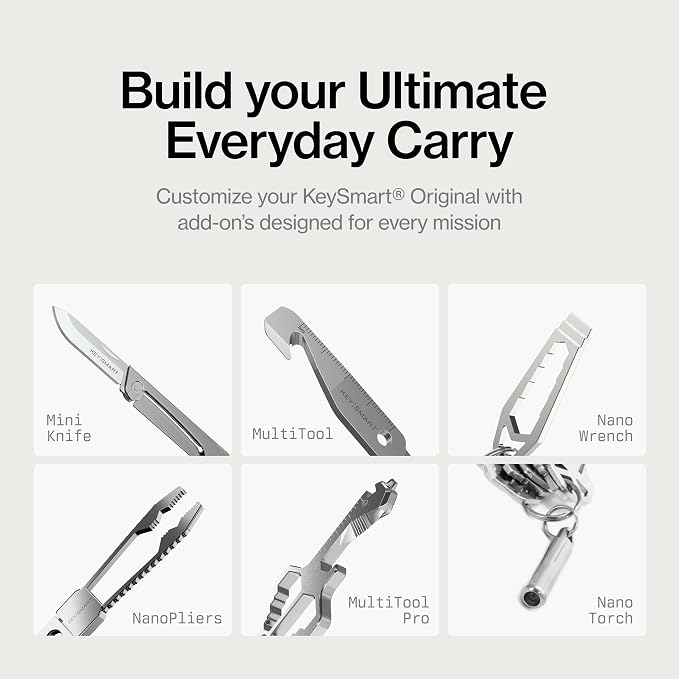 KeySmart Original Key Holder - Compact Key Organizer for Key Chain, Minimalist Clutter-Free EDC Keychains Key Ring, Blue, 14 Keys