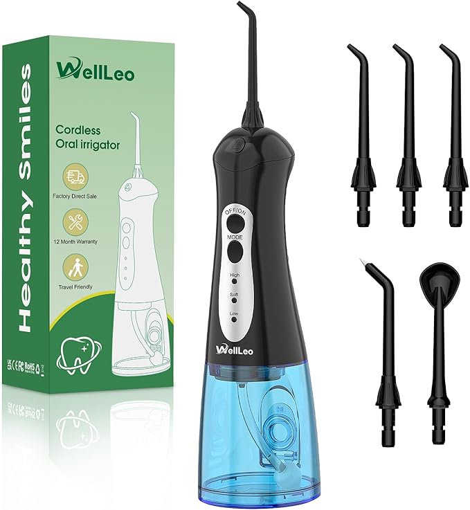 Water Flossers for Teeth, Portable Oral Irrigator Rechargeable Water Dental Flosser Pick with High Pressure 5 Jet Tips, IPX7 Travel Water Flossing for Brace Teeth Cleaner Gum Care