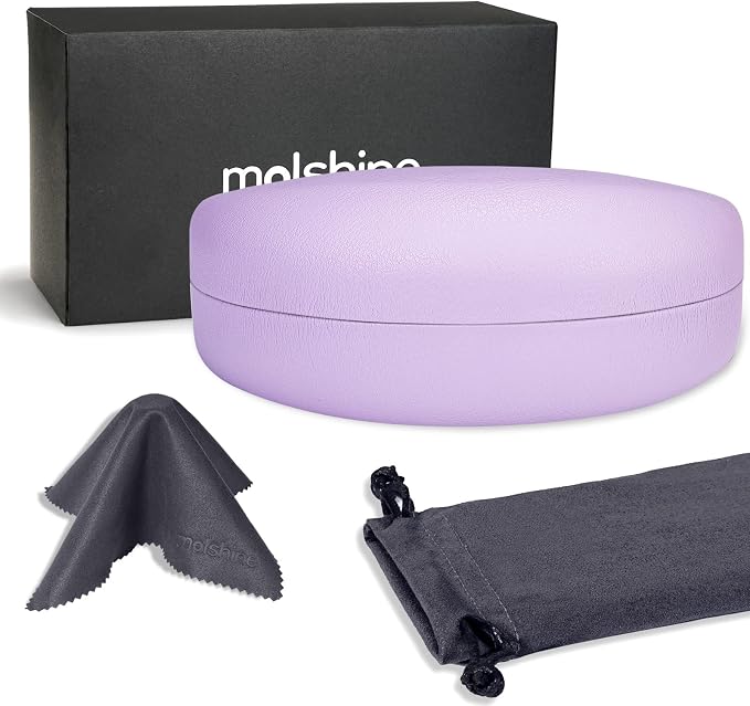 molshine Hard Shell Sunglasses Case,Classic Large Glasses Case for Sunglass,Eyeglasses with Cleaning Cloth,Pouch
