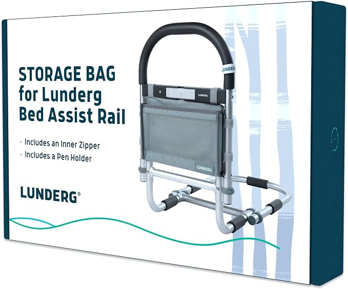 Lunderg Storage Bag for Bed Assist Rail - Replacement or Extra Bag | Lightweight & Perfect to Store Your Glasses, Remote, or Magazines