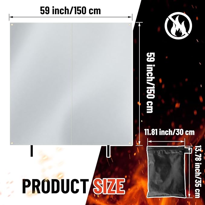 Fireproof Lithium Battery Cover for E-Bike & E-Scooter Fire Suppression Blanket for Battery Storage Charging Protection, Heat Resistant Safety Cover for Garage Home Emergency(59 x 59 Inch)