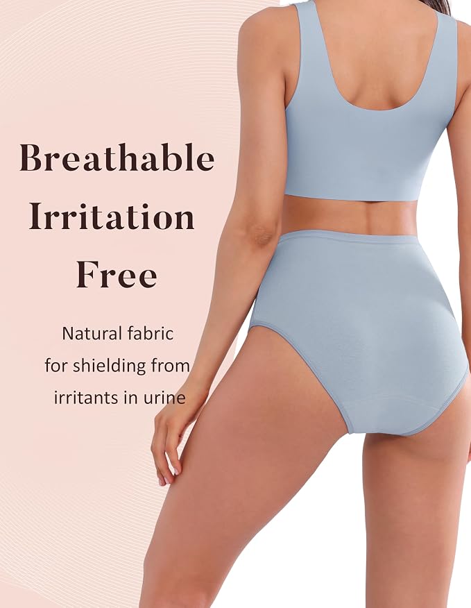 AIRCUTE Washable Urinary Incontinence Protective Underwear for Women Leak Proof Absorbent Reusable Panties 60ML 1 Pack (Baby Blue, X-Large)