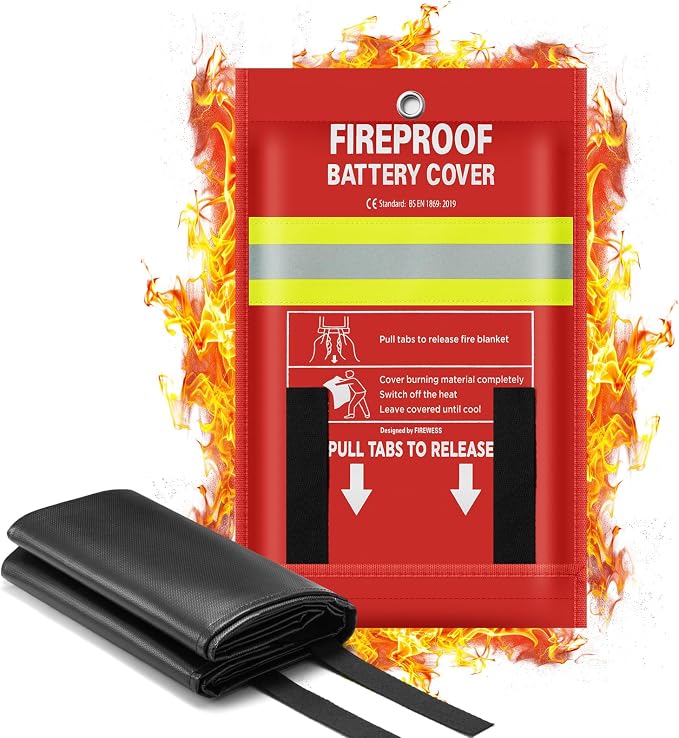 Lipo Battery Fireproof Cover Battery Safe Blanket for Ebike and Escooter Storage,Charging and Discharging, EV Fire Blanket for Lithium Battery (40x50 inch)