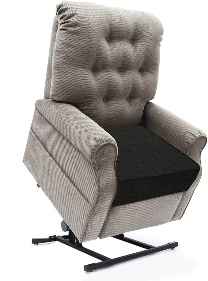 BUYUE Thickened Chair Lifting Cushion for Elderly 20" x 20" x 5", Original Woven Fabric High-Density Foam Recliner Chair Pad Couch Armchair Seat Cushion, Black