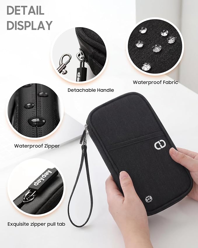 Family Passport Holder Organizer, RFID Blocking Travel Document Case, Lightweight Large Passport Cover Case Waterproof Bag Document Organizer for Women & Men