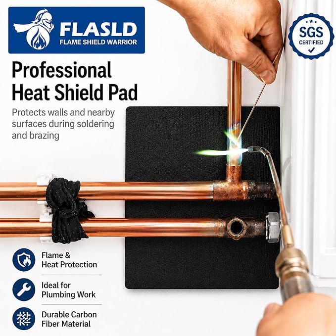 FLASLD Welding Blanket Fireproof Mat Heat Resistant Material Up To 1800°F Flame Retardant Fabric Carbon Felt for Grill Cover Stove Pit Soldering Welders Plumbers (24×36 inch)