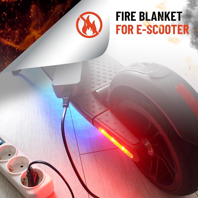 Fireproof Lithium Battery Cover for E-Bike & E-Scooter Fire Suppression Blanket for Battery Storage Charging Protection, Heat Resistant Safety Cover for Garage Home Emergency(59 x 59 Inch)