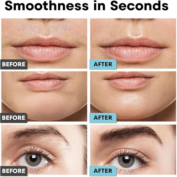 Rechargeable Eyebrow and Facial Hair Remover for Women - 2 in 1 Razor with Built-in LED Light for Painless Hair Removal