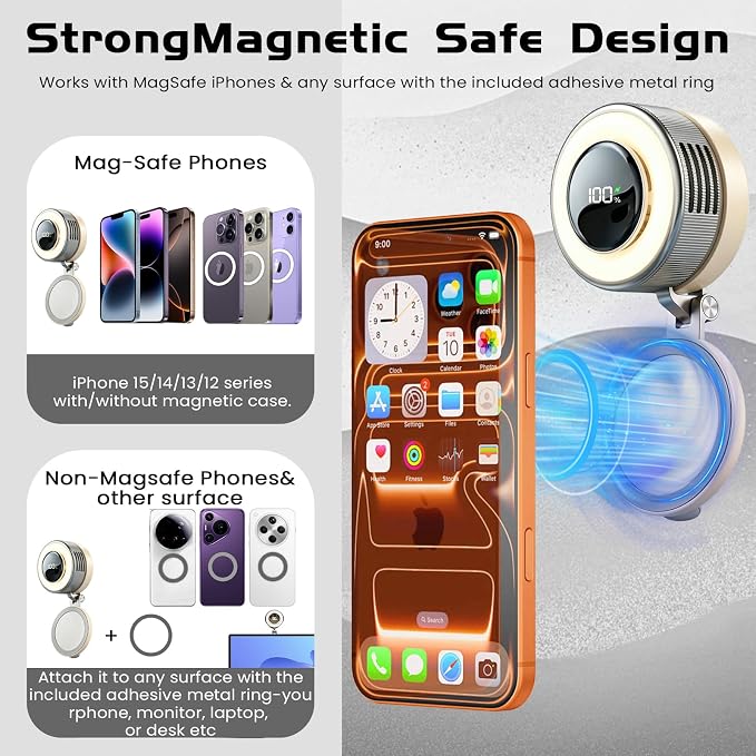 Portable Clip-On Fan, Mini USB Rechargeable 360° Rotatable Fan, Personal Fan 3-Speed Silent Mini Bladeless Fans (Sliver-2000mAh)