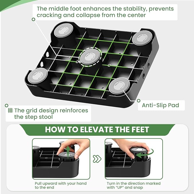 SOYO Mobility One Step Stool, Heavy Duty Indoor Outdoor Non-Slip Small Step Platform Assistive Device for Adult Elderly, Standing Support and Step Riser for Car, Bed, Door, Stair, Bathroom Black-Black