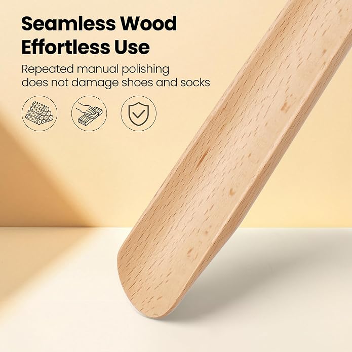 Shoe Horn Long Handle for Seniors 19.7" Extra Long Shoehorn Wooden for Men Women, with Magnetic Base - Beech Wood
