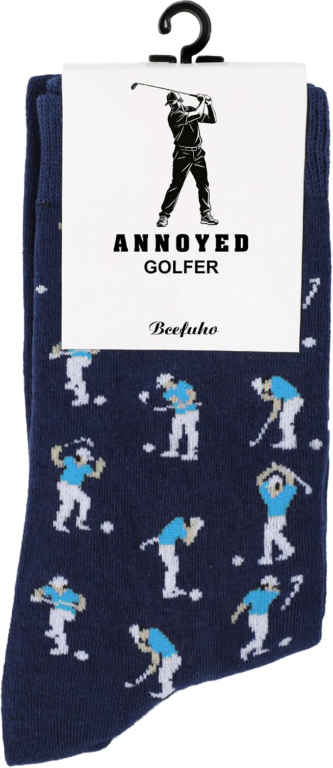 Golf Socks for Men,Christmas Golf Gifts for Men,Stocking Stuffers for Men | Featuring funny golfer patterns Socks, Great for any golfer, Funny Gift for Dad, Golf Accessories for Men