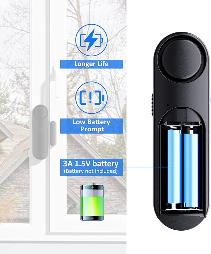 Window and Door Alarm When Opened (5 Pack) for Kids Safety/Home Security, Sliding Glass Front Door Opening Sensor Alarms for Dementia, 120dB Burglar Alert, Ideal for Business, Garage, Apartment, Black