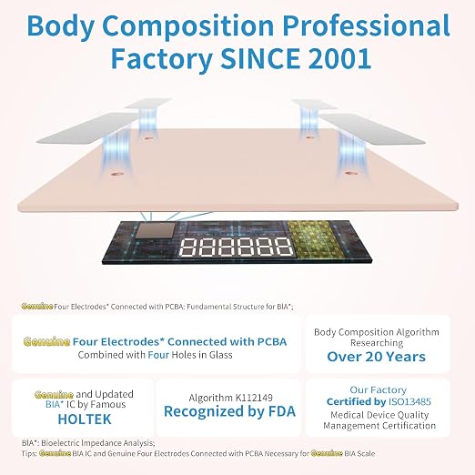 Homebuds FSA&HSA Smart Weight Scale, Precision 0.1lb by Our Professional Scale Factory Since 2001, Bluetooth Scale for Body Weight App Sync 13 Body Composition BMI and Body Fat, 400lb, Rose Gold
