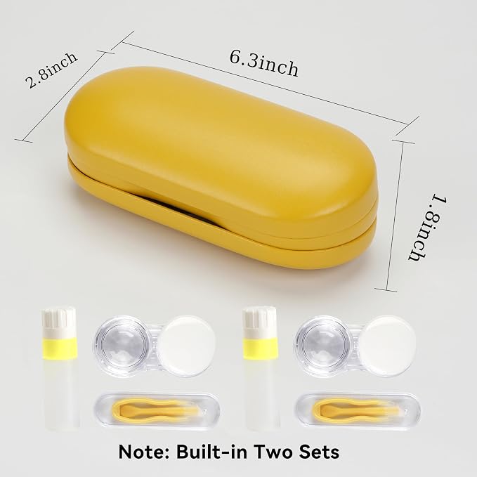 Eyeglass Case Double Sided Travel Size Portable Contact Lens Box 2 in 1 | Multifunction With Tool for Daily Outdoor Office