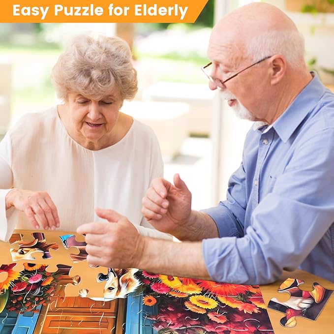 3 Pack 48 Piece Jigsaw Puzzle for Seniors Dementia Puzzles for Elderly Large Piece Puzzle for Seniors Dog Bird Dementia Alzheimer's Products Activities for Seniors Nursing Home Gift 15.7 * 11.8IN