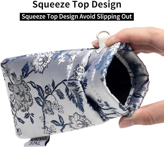 Face Shadow Double Glasses Case Soft Eyeglass Case For Women Men Squeeze Top Sunglasses Case With Cleaning Cloth