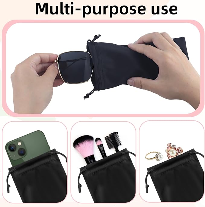 TKYZMS 8-Pcs Eyeglass Pouch Set with 2 Microfiber Cleaning Cloths-Soft Sunglasses Case,Travel Glasses Case,Sunglass Sleeve,Storage Bag for Eyeglasses,Sunglasses,Watch,Jewelry & Smartphone ﻿