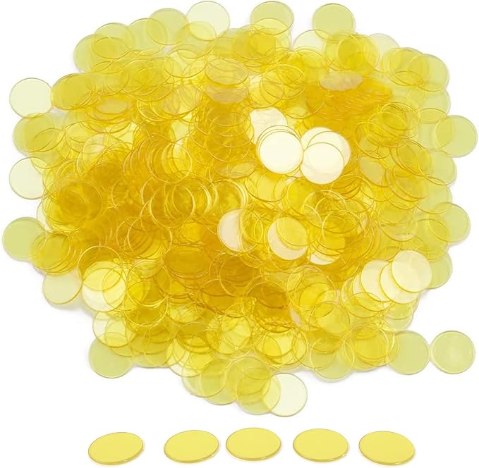 GSE Games & Sports Expert Games & Sports Expert 2,000 Pieces 3/4-Inch Yellow Bingo Chips, High-Contrast Transparent Counting Chips for Bingo Games, Parties